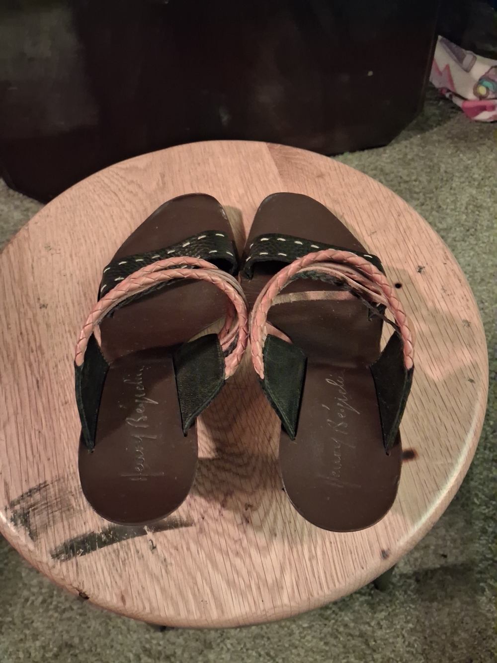 Women's Braided Strap Heeled Sandals in Black and Tan - Picture 5 of 10